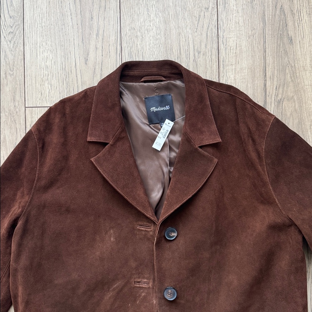 Madewell Single-Breasted Topcoat in Suede Women’s XL Brown Dark Roast NWT - Picture 2 of 9